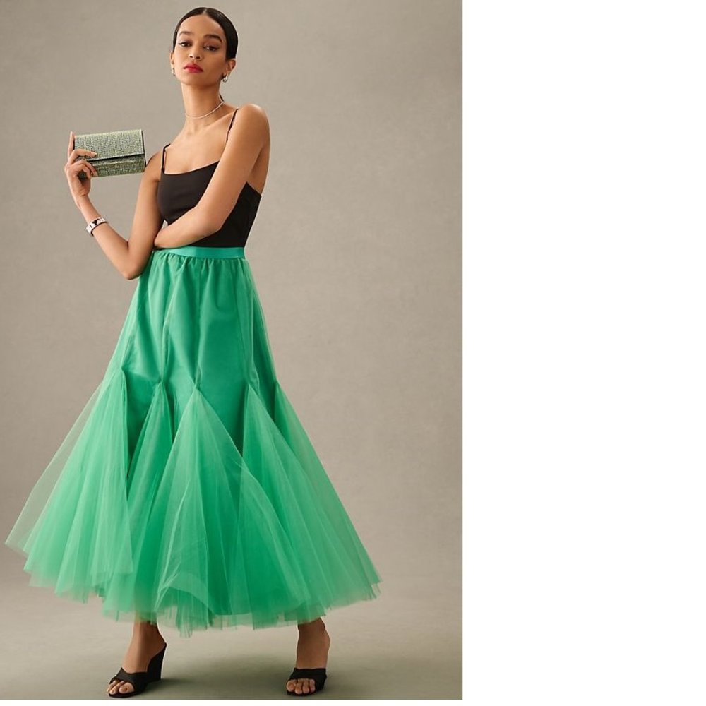 Anthropologie Hutch Mermaid Tulle Skirt Size S Green NWT